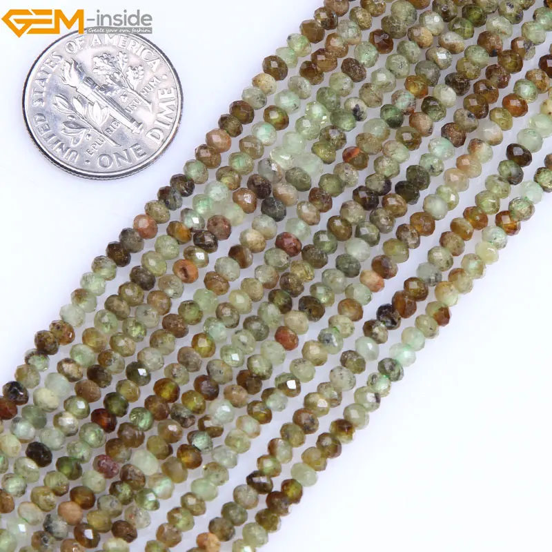 Gem inside Natural AAA Grade Green Prehnite Faceted Beads Rondelle