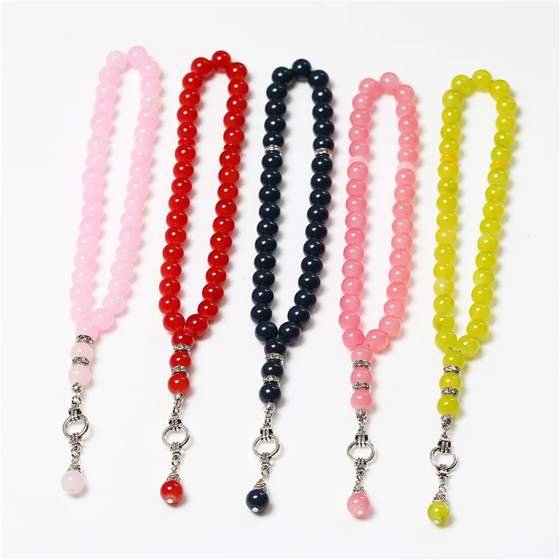 BFQ Muslim Tasbih Beautiful Glass Beads Made Rosary Necklace Jewelry 33