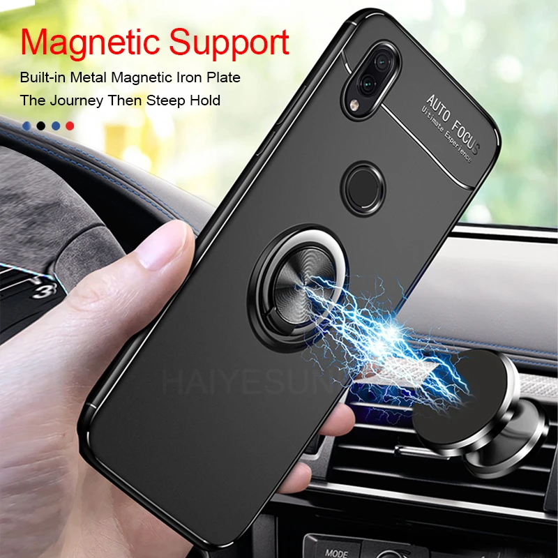 Роскошный автомобильный мягкий чехол с кольцом для Xiaomi Redmi Note 7 Pro 6 6A A2 Lite