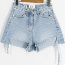 Винтажная отбеленная джинсовая ткань короткие джинсы женские повседневные рваные летние джинсовые шорты модные корейские короткие брюки
