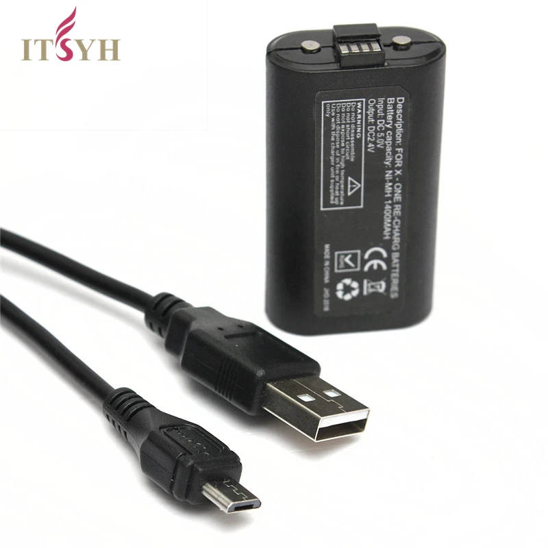 

ITSYH 1400 mAh Backup Battery for XBox One rechargable Gamepad Battery Play Kit 1x Charge Cable +1 Rechargeable Battery TW-644