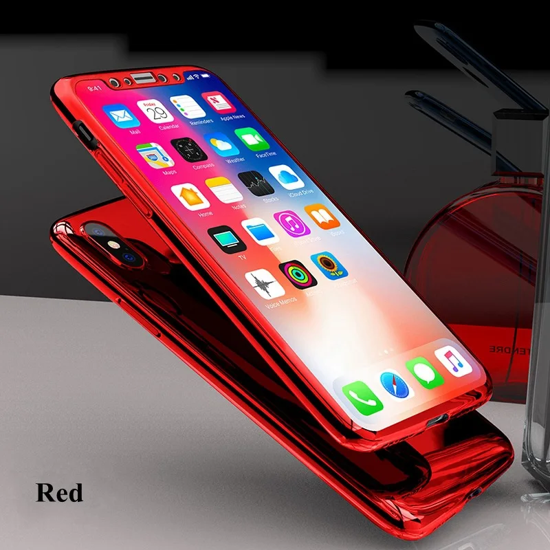 360 Полный зеркальный чехол для iphone XR 6s 6 plus iphone XS 11pro Max 5 5S SE Роскошный чехол для iphone 8 7 plus iphone XS 10 чехол - Цвет: Красный