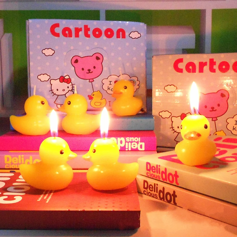 6pcs/lot Cute Yellow Duck Candles Birthday Cake Topers Decoration