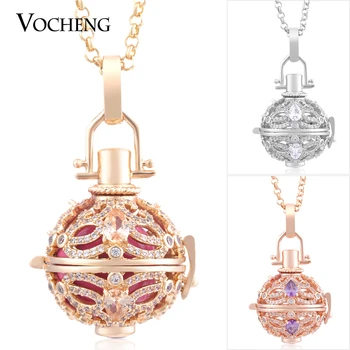 

Vocheng Angel 3 Colors Locket Pendant Stainless Steel Chain Filled Cubic Zirconia Luxury Necklace VA-218