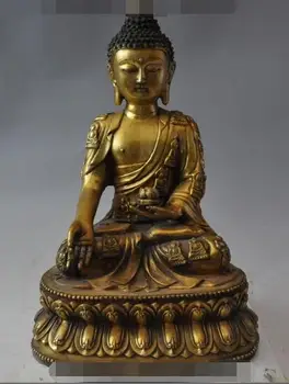 

S00726 16"tibet buddhism bronze gilt lotus sakyamuni Shakyamuni Tathagata Buddha statue