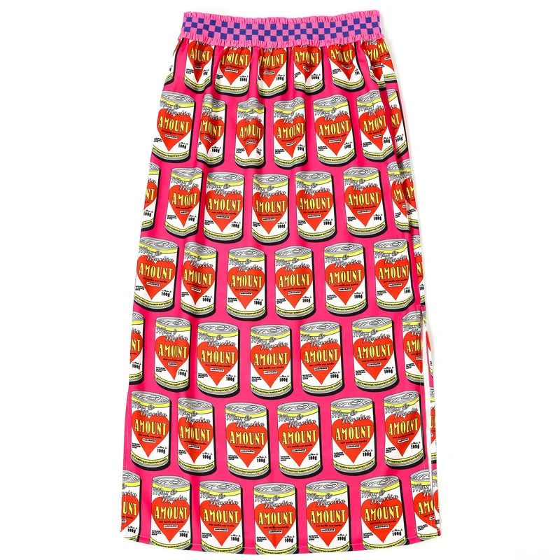 Летняя женская юбка с милым принтом красная девушка Империя эластичная талия Повседневная тонкая женская сексуальная Длинная юбка с разрезами Новая мода LY667