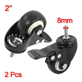

Uxcell Hot Sale 2PCS Laundry Cart 8mm Thread 2" Rotary Wheel Swivel Brake Caster for the Furniture,Shopping Cart