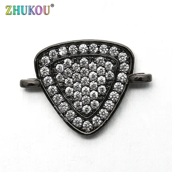

13*18mm Brass Cubic Zirconia Heart Shape Charms Connectors, Mixed Color, Hole: 1mm, Model: VS226