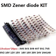 Зенеровский Диод комплект 15 видов* 20 штук = 300 шт. 3 V-24 V LL34 SMD 1/2 W 0,5 W 3,3 V/3,9 V/4,7 V/5,1 V/7,8 V/8,2 V /10 V/12 V/15 V/16 V/18 V/20 V/1N4148