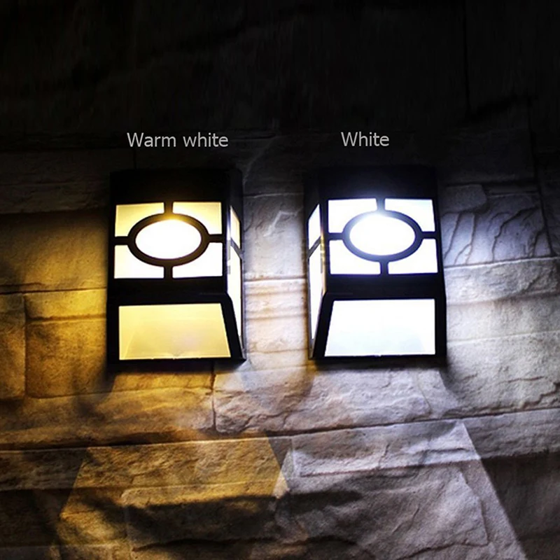 Waterproof Outdoor Solar Powered LED Garden wall lamp Light 2 leds Fence Wall Lamps patio Path Yard Lantern Sunshine Lights | Лампы и