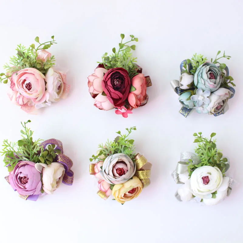 Wrist Corsage Bracelet wrist flowers artificial flowers rose  (17)