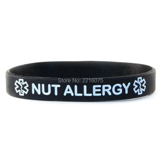 300pcs Black Medical Alert Nut Allergy Wristband Silicone Bracelets 300pcs Black Medical Alert Nut Allergy Wristband Silicone Bracelets Free Shipping By Dhl Express