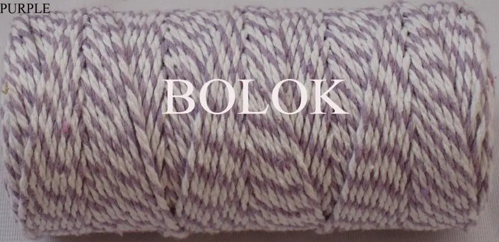 1 piece(110yards) 19 kinds color choose double color Cotton Baker twine(dia.: 2mm for gift packing, cotton twine 12ply BY EMS - Цвет: purple