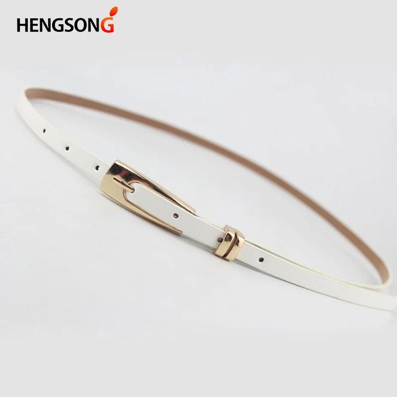 

New Arrival Candy Color Thin Pu Leather Belt Female Red Brown Black White Yellow Waist Belts for Women Dress Strap Hot Sale