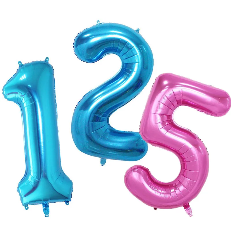40 дюймов шар с цифрами Синий Розовый гелиевый фольга плавающий шар на день рождения детский праздничный декор воздушный шар товары для декора