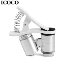 ICOCO 1 шт. мини деньги тестер 60X карманный микроскоп увеличительное стекло лупа стекло светодиодный светильник УФ с зажимом Новое поступление по всему миру магазин