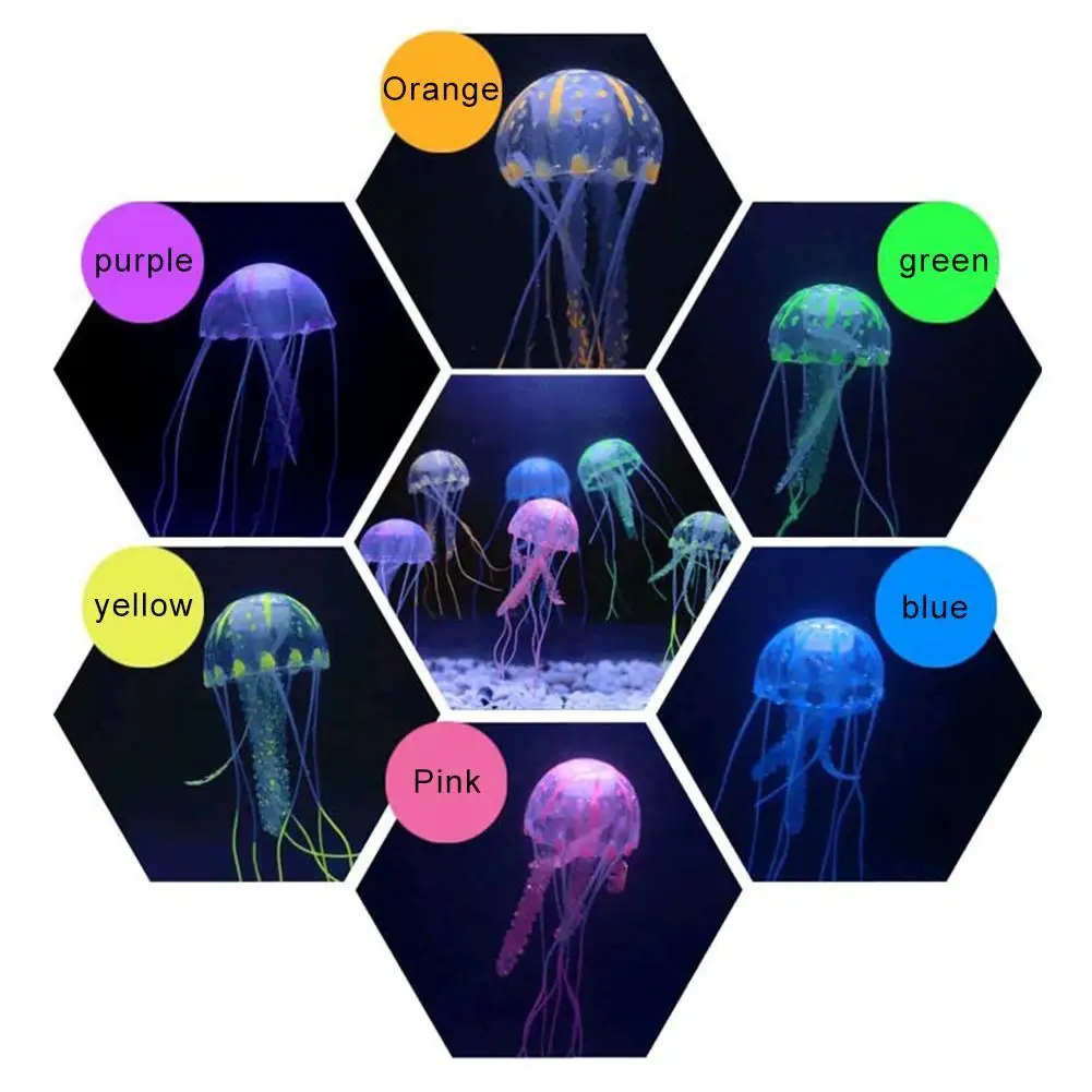 

Pet Products Artificial Silicone Jellyfish Aquarium Fish Tank Underwater Glowing Decoration Ornament Accessories