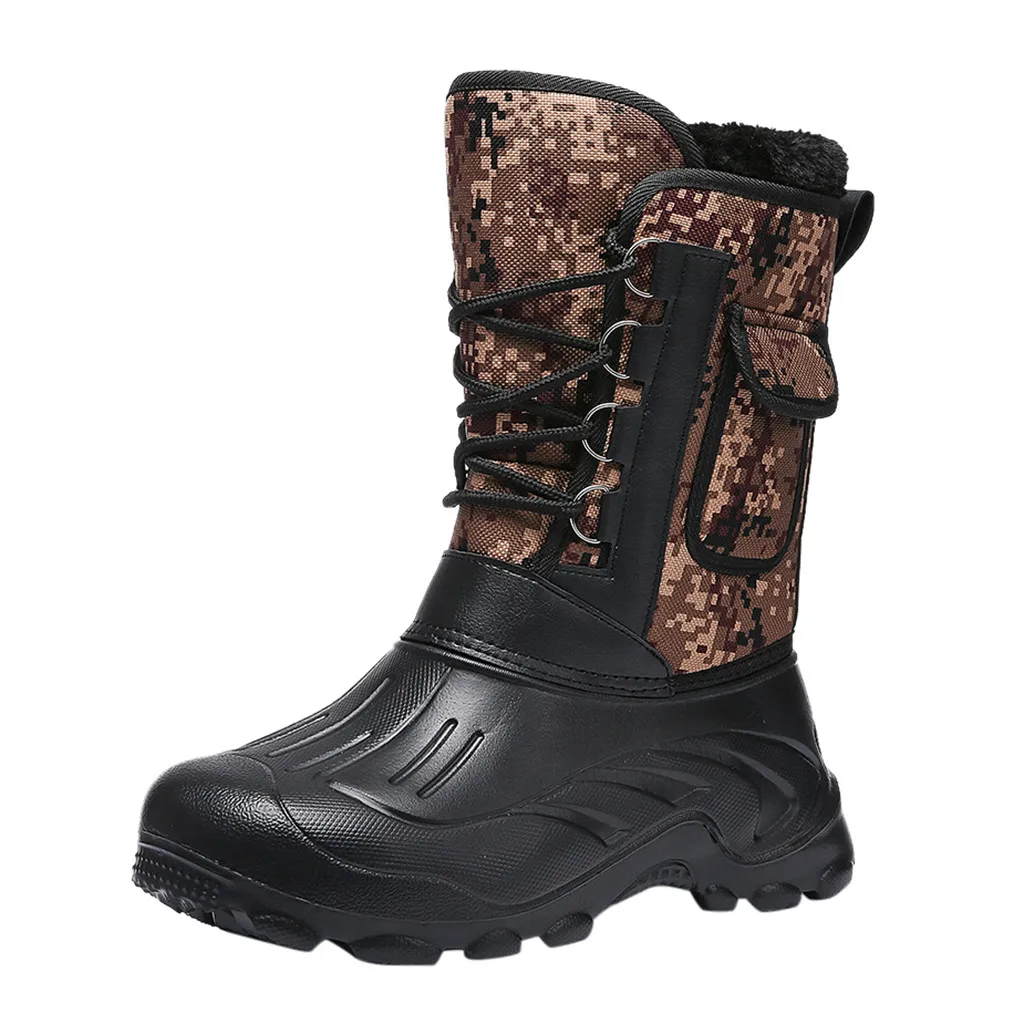 SAGACE/зимняя мужская повседневная теплая камуфляжная обувь в стиле милитари, Мужская Уличная обувь, бархатная холодная Нескользящая труба зимние ботинки