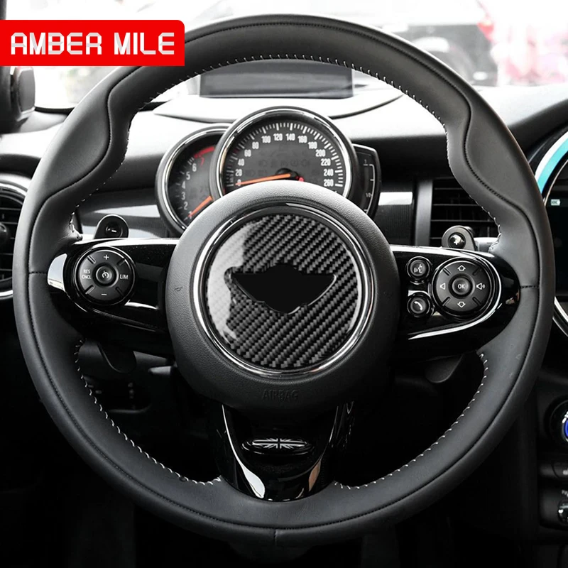 AMBERMILE для Mini Cooper F55 F56 Countryman F60 аксессуары Mini F55 F56 F60 наклейка из углеродного волокна внутренняя отделка рулевого колеса