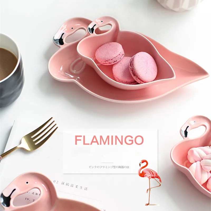 Decoration Flamingo Pink Ceramic Plate Sets  (1)