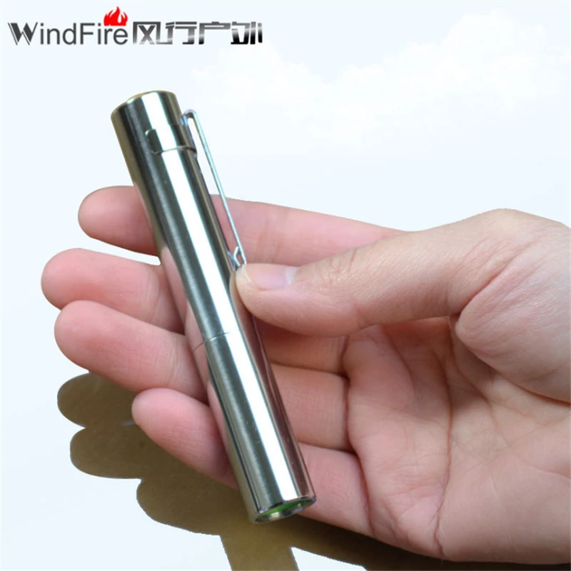 LED pen Clip mini high light Flashlight Q5 XPE Mini Stainless Steel AAA 10440 Charging Waterproof camping lamp