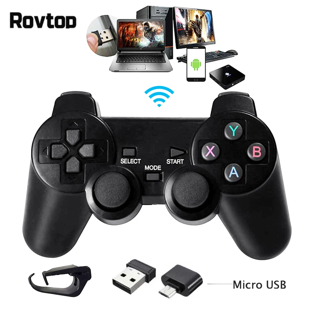 Rovtop 2 4G беспроводной геймпад пк для PS3 TV Box джойстик игровой пульт дистанционного