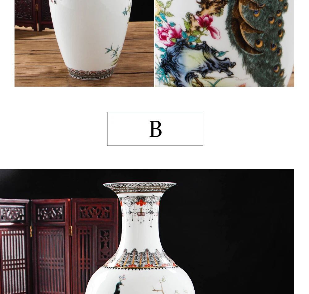 Цзиндэчжэнь Античная ваза Павлин китайская ваза с рисунком белки журавля украшение дома предметы мебели