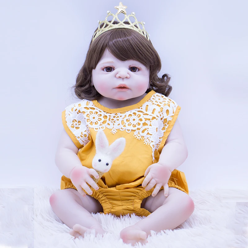 Ручной работы кудри девушка силикона возрождается младенцев куклы с принцесса головные уборы diy игрушки Bebek Reborn Menina Bonecas для детей Подарки
