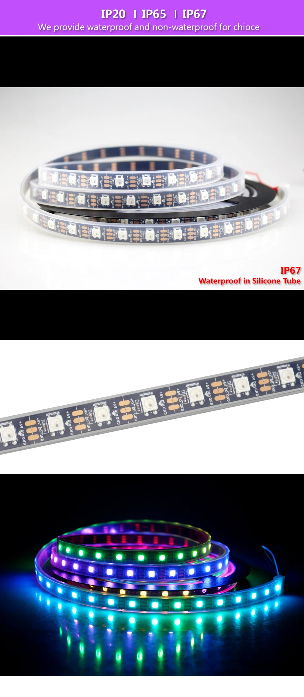 Ws2812b в SMD 5050 Rgb Светодиодная лента Водонепроницаемая 5 в Диодная лента ТВ ПОДСВЕТКА Ambilight Ws2811 Ws2812 Rgb светодиодная полоса с адресом света