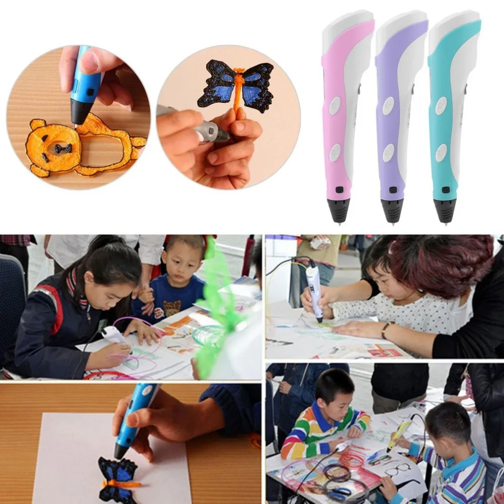 Высокое качество ЕС Plug Magic 3d принтер набор ручек ЖК-дисплей 3D Ручка для рисования с мощными нитями подарок на день рождения для детей