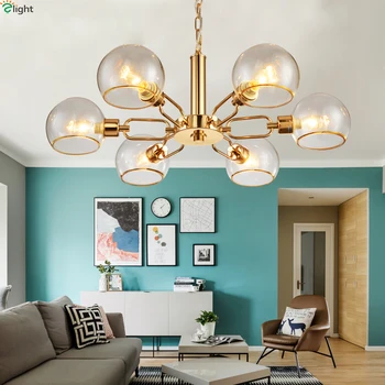 

Modern Semi Glass Led Pendant Chandelier Lights Lustre Gold Dining Room Led Chandeliers Lighting Bedroom Hanging Light Fixtures