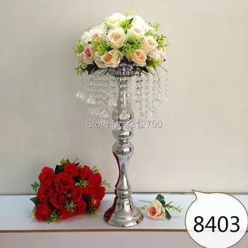 

Express free shipping 58cm 22.8inch quality glass crystal metal wedding decoration table centerpieces