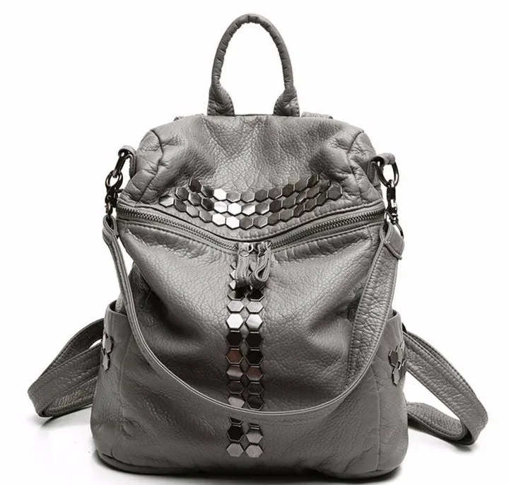 Rdywbu High Quality Star Backpack Wash Water PU Leather Travel Bag Women Leisure Rivets Girl Large Capacity Stud Schoolbag H104