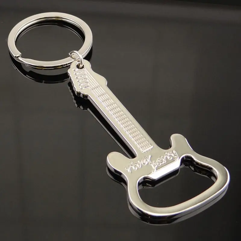 New Guitar Shape Wine Bottle Opener Key Chain Keyring Unique Design Beer Silver Color Metal Palm | Дом и сад