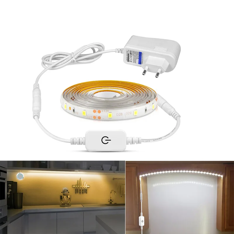 

12V Touch Switch Under Cabinet Light Dimmer LED Kitchen Lighting Lamp Diode Tape PC TV backlight Wardrobe Closet Bedroom Light