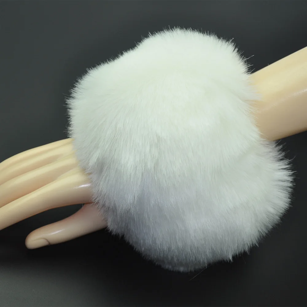 1 Pair Fashion Women's Faux Fox Fur Cuffs Furry Wrist Bands Ankle Warmers White New