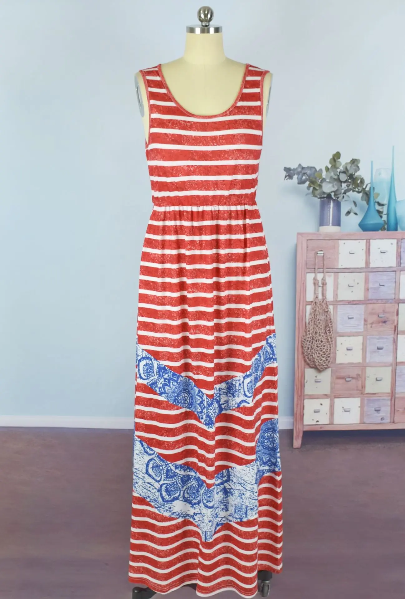 ZOGAA 2019 red white plaid abstract stitching mother daughter dresses sleeveless long skirt moeder dochter kleding