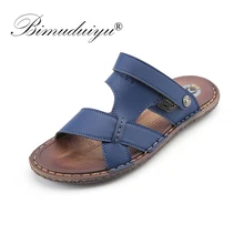 BIMUDUIYU; Новинка года; Летняя мужская пляжная обувь; мужские сандалии; высококачественные сандалии; мужская повседневная обувь; кожаные сандалии для мужчин