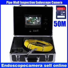 50m cable DVR Pipe Wall Sewer Inspection Camera System,7″ waterproof Sewer detection video endoscope camera system