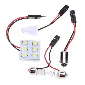 

VODOOL DC 12V 5050 6SMD Auto LED White Light Bulb Car Interior T10 LED Festoon BA9s Lamp Panel Kit Car Styling Accessories