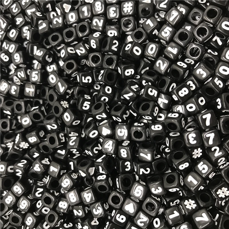 beadwork 100pcs Mixed Number 1-9 Acrylic Letter Beads Charms Bracelet Necklace For Jewelry Making Bead Accessories flat beads Beads