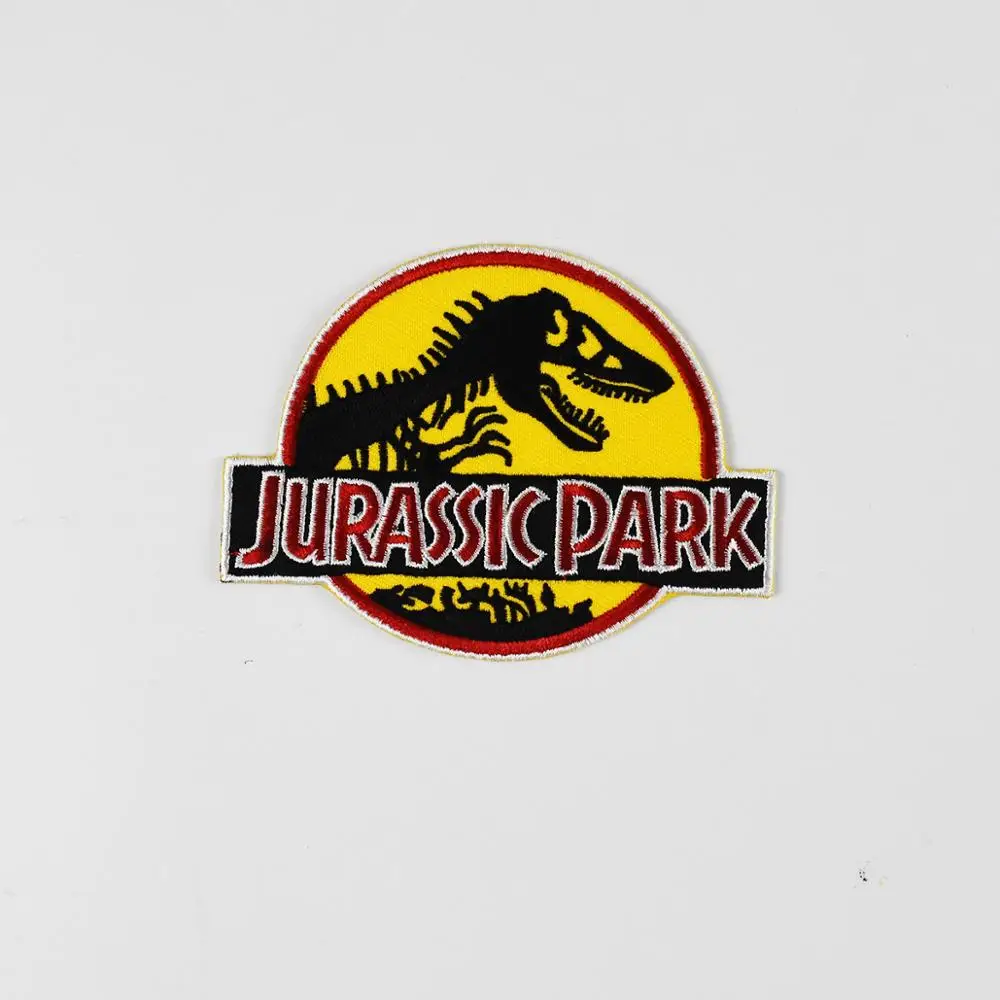 

Jurassic Park Patch Embroidered Iron On Applique Movie Patches for clothing T-Shirt Badges Kids Favorites Emblem Sew On DIY