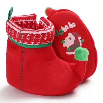 

New Year Christmas Baby Shoes Baby Boy Girl Toddler Warm Shoes First Walkers Baby Booties Green and Red Boots