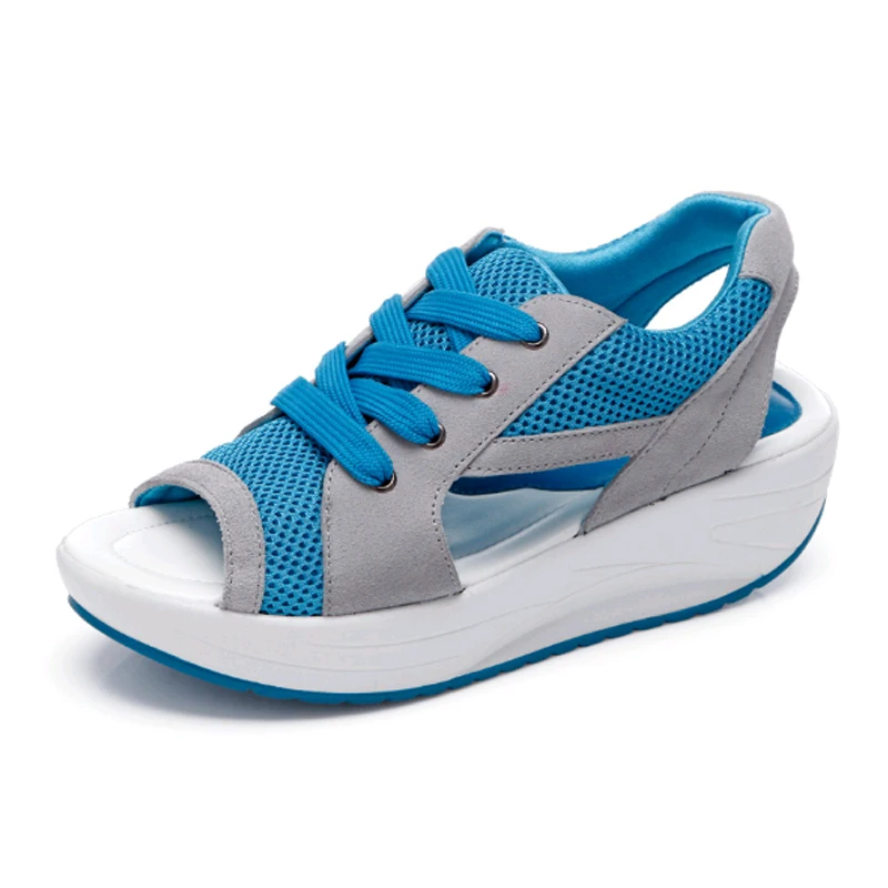 

Summer Fashion Women's Shoes Outerwear Casual Fish Mouth Thick Bottom Mesh Women Sandals Slope Front Frenulum Increase Sandals