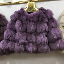 o-образный вырез для верхней одежды женский три четверти рукав лисий мех короткий дизайн Лоскутная кожаная травяная куртка Женское пальто