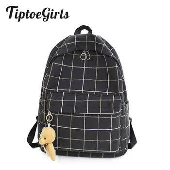 Small Fresh Plaid Canvas Ladies Backpack New Fashion High Quality Student Bag Casual Wild Large Capacity Travel Backpack canvas double shoulder backpack high quality student laptop daypacks bag large capacity travel backpack outdoor storage bag