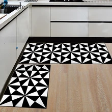 Zeegle Kitchen 2pcs Rug Set Flannel Floor Mats Carpet for Home Decor Anti Slip Hallway Entrance