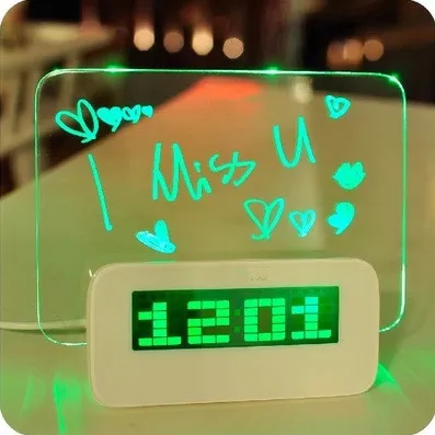 

backlight digital alarm clock fluorescent projection desktop table clocks message board watch living room horloge free shipping