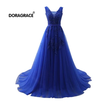 

Doragrace robe de soiree Lace Beaded Elegant Long Evening Dresses Bride Banquet Elegant Floor-length Party Prom Dress