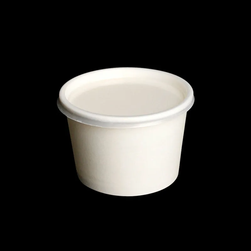 

50pcs Disposable fried yogurt cup ice cream small paper cup 230ml 270ml white round dessert cake food packing cup with lid